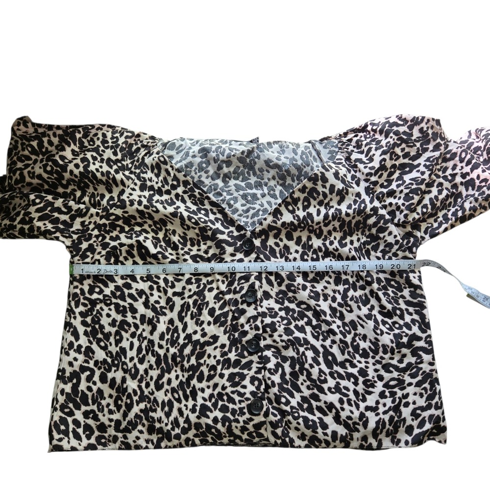 ASOS Leopard Animal Print Blouse Women's 14 Cotton Button Down Statement Top - Picture 5 of 8
